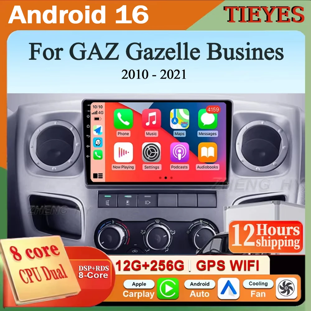 For GAZ Gazelle Busines 2010 - 2021 Android 16 Carplay Auto 2K Screen Car Radio Multimedia Player WIFI+4G Autoradio Stereo 2din