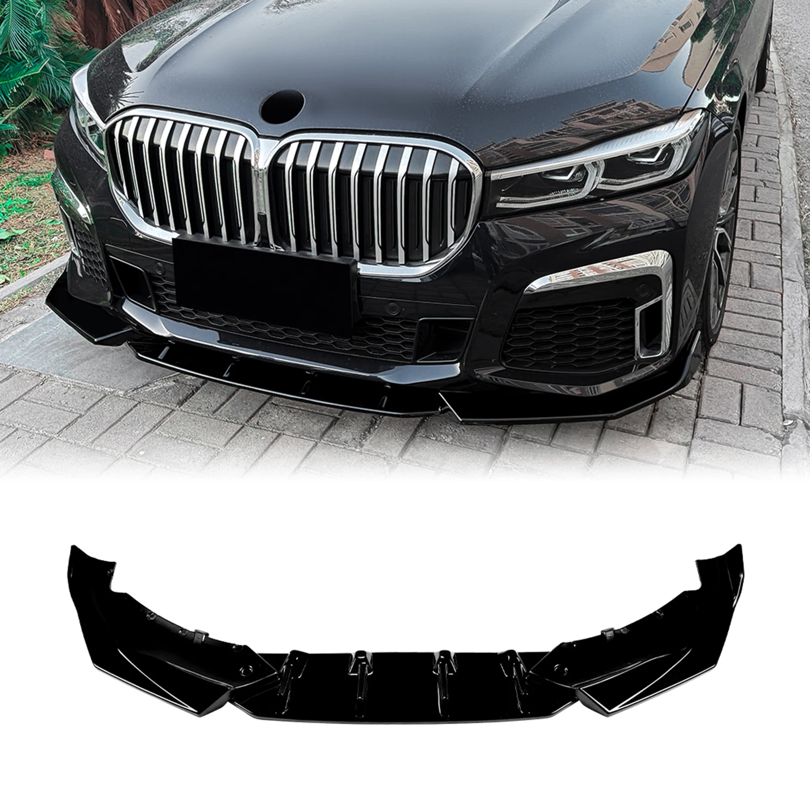 

Углеродное волокно/глянцевый черный передний бампер, спойлер, нижний диффузор, сплиттер для BMW 7 серии G11 G12 740i LCI M Sport 2019-22