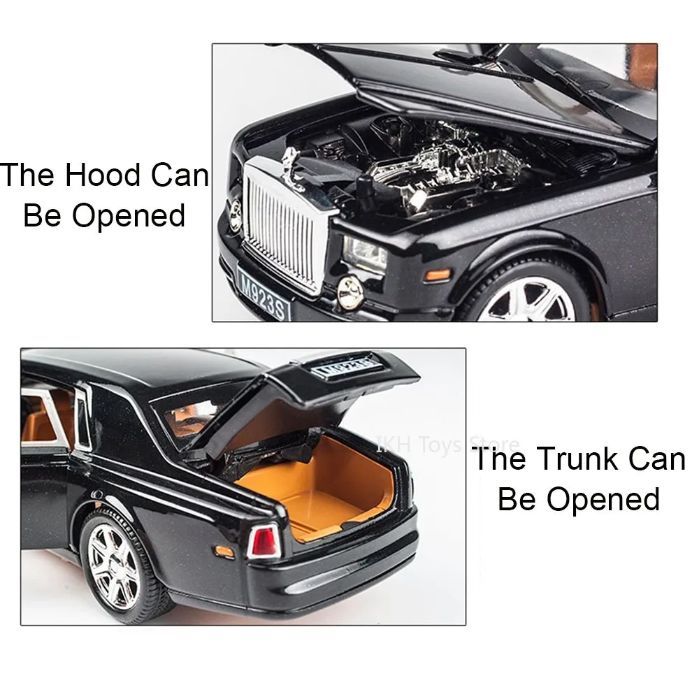 1:24 Rolls-royce Phantom Cullinan Model Toy Cars Alloy Diecast Sound Light Doors Opened Pull Back Ornament Vehicles Kids Gifts