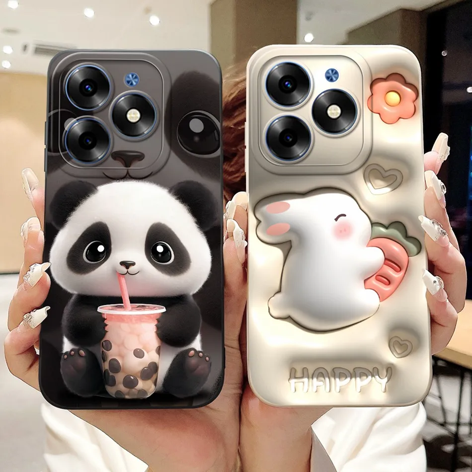 For Tecno Spark Go 2024 BG6 Phone Cases Spark GO (2024) Cute Panda Rabbit Cartoon Soft Silicone Lens Protective Bumper