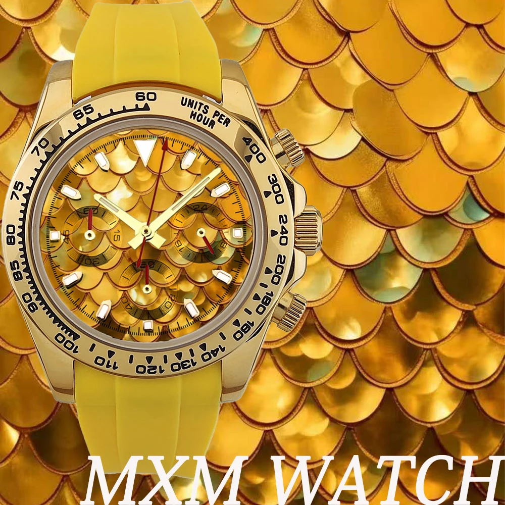 Jam Tangan Mewah Kustom 39.3mm Kronograf Pria Jam Tangan Kreatif Pria VK63/4613 Otomatis Jam Tangan Kronograf Pria Tahan Air 10ATM