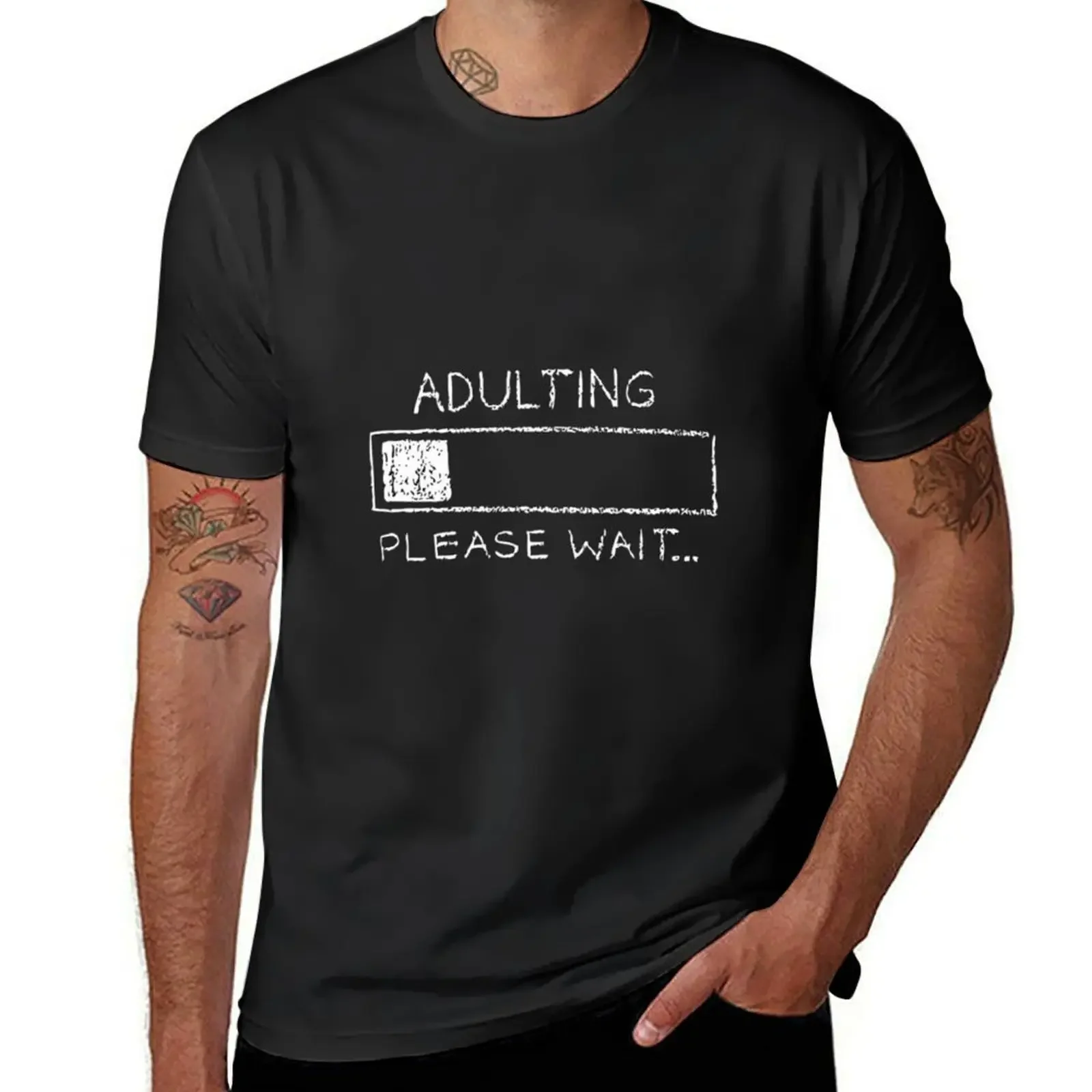 Adulting... please wait adulting charging T-Shirt sweat plain vintage clothes quick drying men graphic t shirts