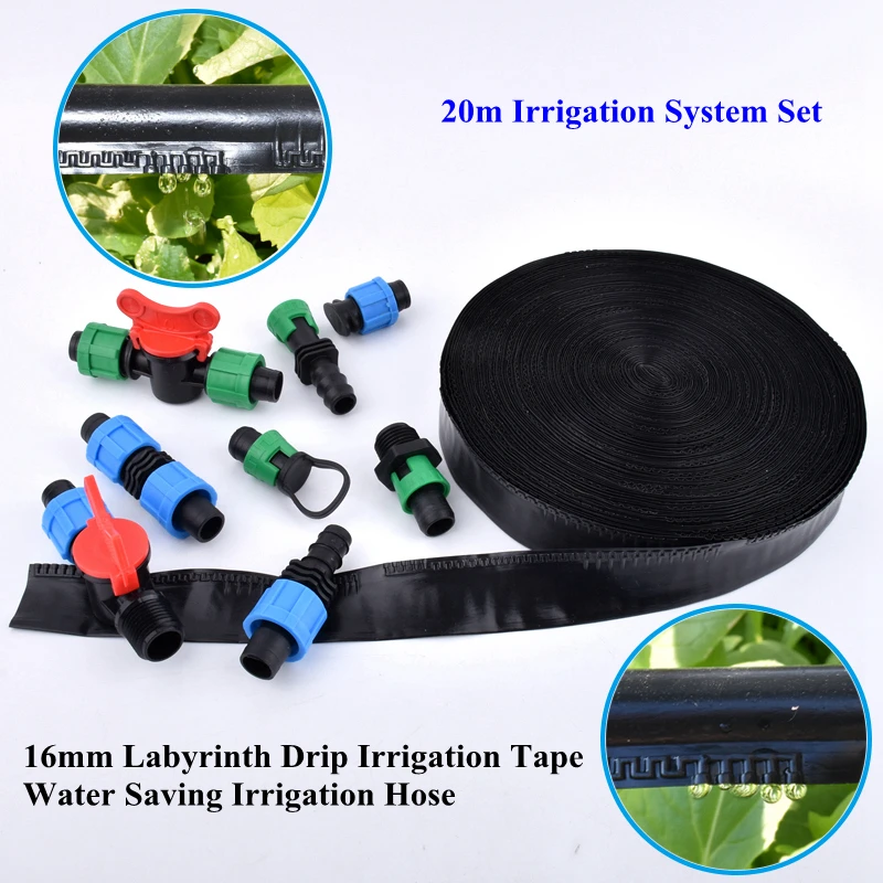 20 متر/مجموعة 16*0.2 مللي متر متاهة المطر بالتنقيط خرطوم الزراعية حديقة نظام الري مزرعة توفير المياه الري معتادرة الرشاشات