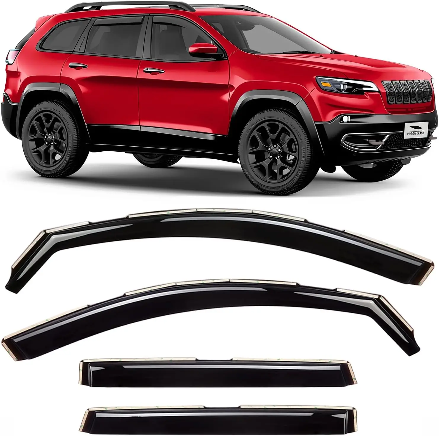 

Custom Fit Rain Guards for Jeep Cherokee 2014-2023, In-Channel Window Deflectors, 4 Pcs