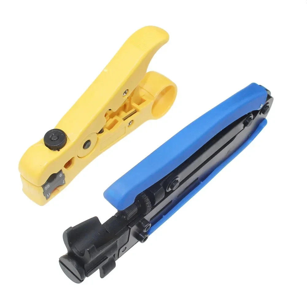 

2pcs/set Coaxial Crimper Stripper Compression Tool For RG59 RG6 RG11 Connector Cable