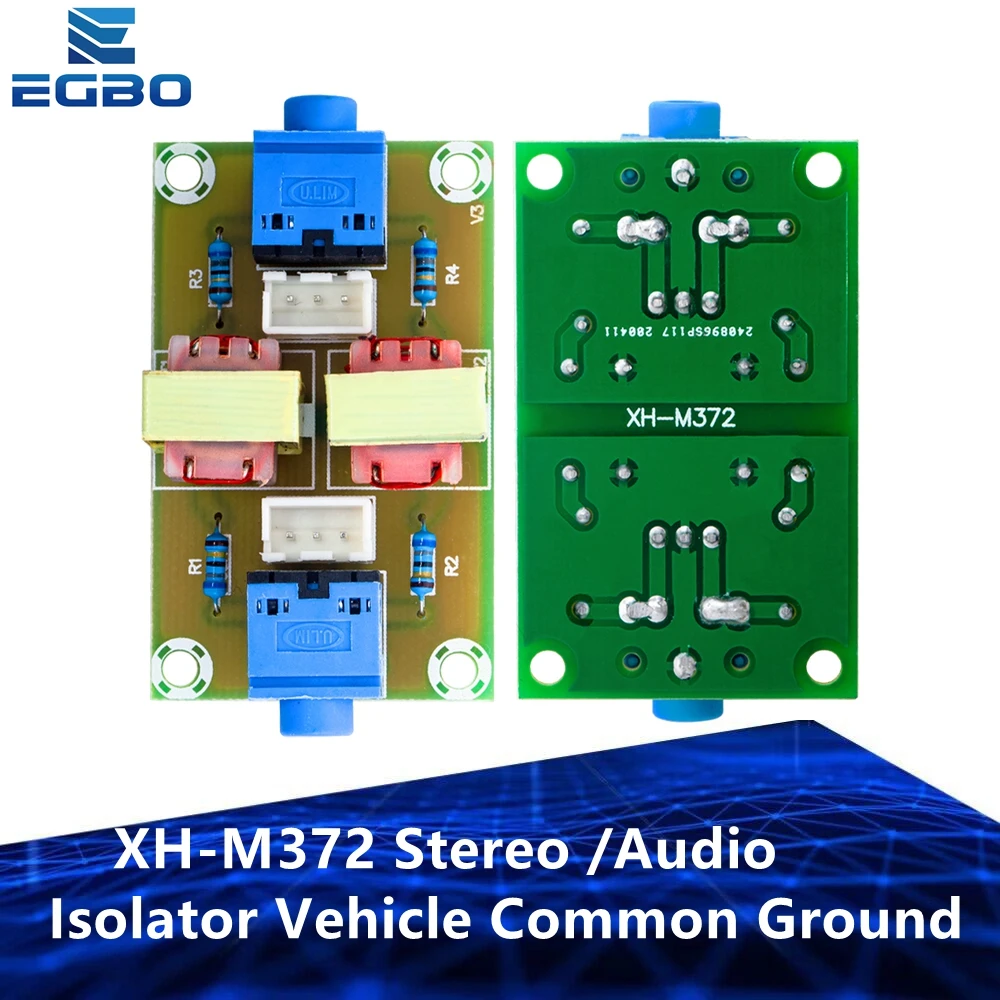 EGBO XH-M372 Stereo /Audio Isolator Vehicle Common Ground Suppression Interference Noise Isolation Module Transformer Coupler