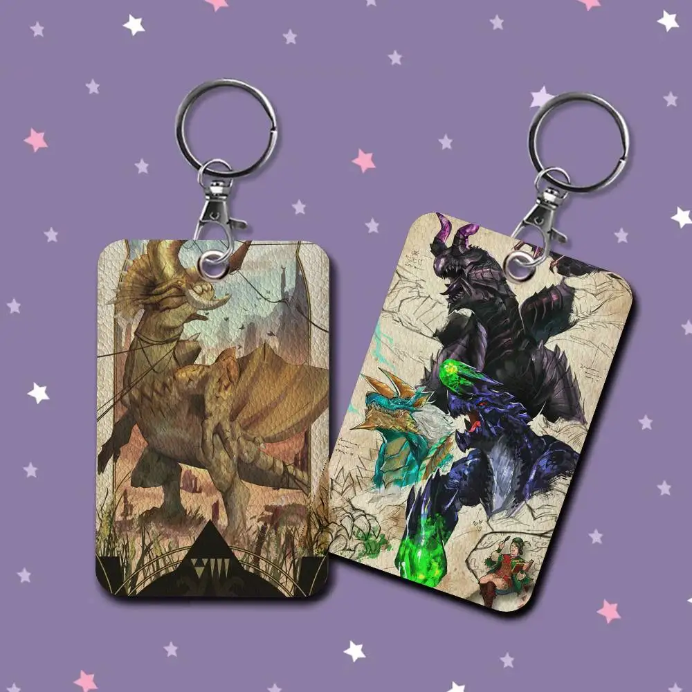 Monster Hunter Cute Cartoon Inteated Elevator Card Acc Control Card Keychain Protective Cover Gift Keychain