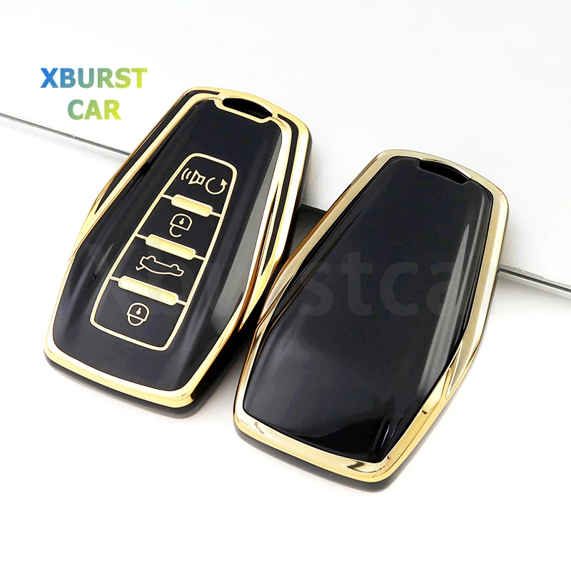 Golden Edge TPU Shell Fob For Geely Coolray Atlas Boyue NL3 Emgrand X6 X7 EX7 GT GC9 Borui Car Key Case Cover Protector Holder