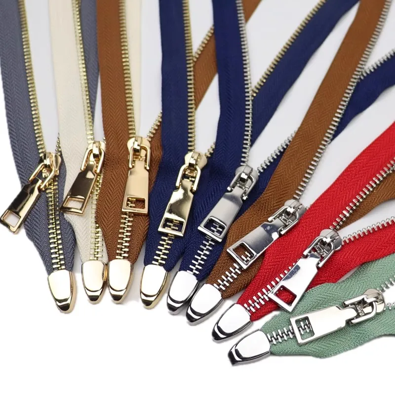 

2pcs/Lot 5# 20-55cm Zipper Metal Copper Leather Bag Slider Gold Silver Black White Green Blue Red Craft Diy Tailor Sew Accessory