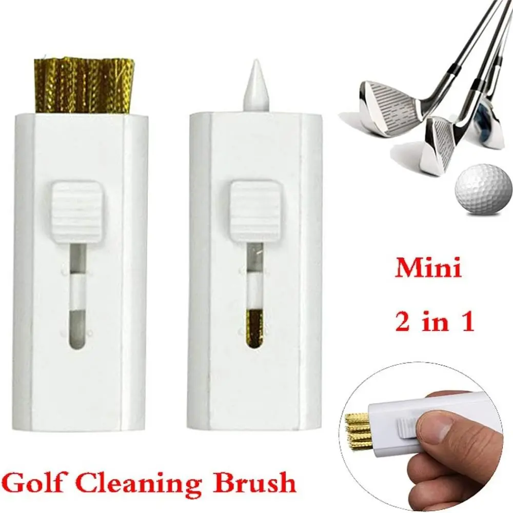 New Mini Pocket Golf Club Brush Retractable Dual Side Groove Cleaner Wire Bristle Golf Cleaning Tool Gift for Men Women Golfer