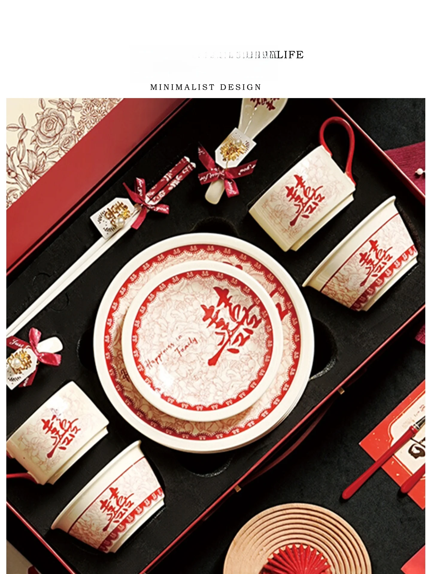 

Tlife Venus Cerc Dining Set High-End Feels Wedding Moving in Cerc Bowl Plate Engagement Retro Chinese Sle Daily Gift