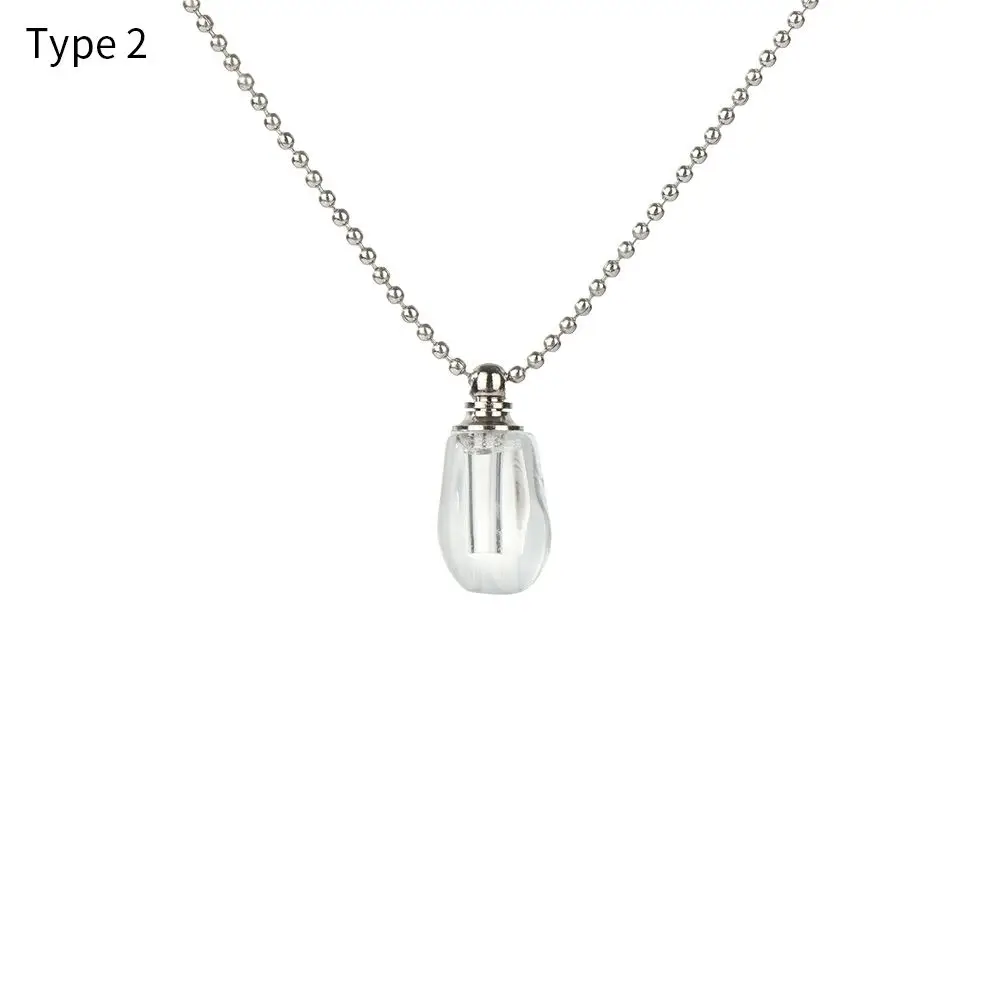 Gift Steel Chain Openable Cap Lucky Charm Perfume Jar Pendant Crystal Vial  Wishing Bottle Pendant