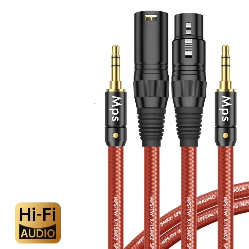 Fever Level 3.5mm to XLR Male Female Microphone Hi-Fi Speaker 3.5 mm Audio Cables 6N Oxygen Free Copper Wire Red 0.5m 1m 1.5m