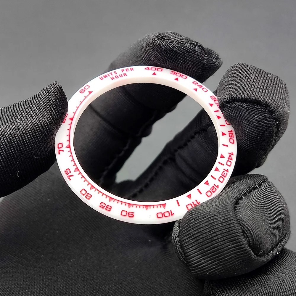 39.3mm*31.5mm white Ceramic bezel Watch replacement parts Module Sloped watch bezel for chronograph watch case watch ring