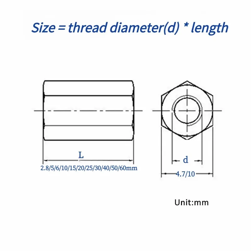 Aluminum Alloy Hex Standoff Spacer Sleeve Rod Long Nuts Connector 6#-32 1/4-20 UNC Female Threaded Standoff Hex Spacer Nut