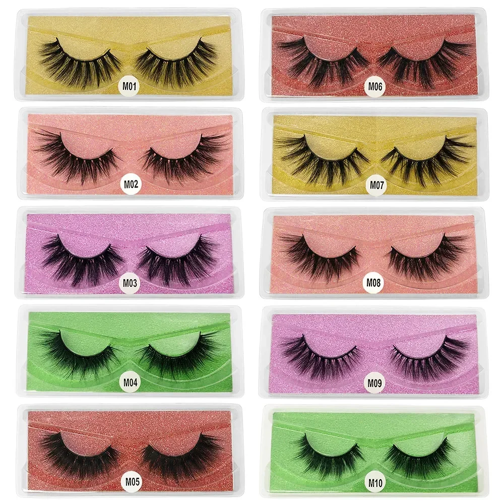 10 Pairs 3D False Eyelashes Faux Mink Lashes Colorful Glitter Case Fluffy Volume Fake Eyelashes for Cosplay Party Makeup