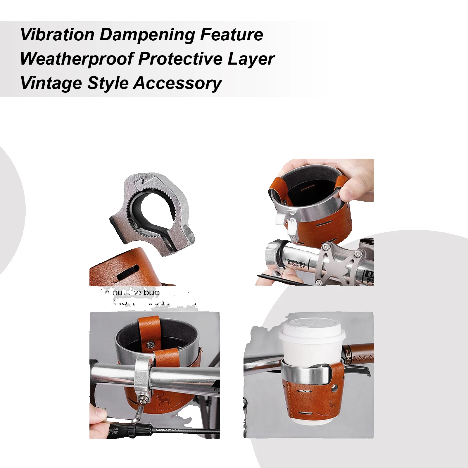 

Drink Holder For Bike Cage With Leather Cover Handlebar Cup Holder Bike Cup Holder For Road Mountain Cycling Electric Scooter