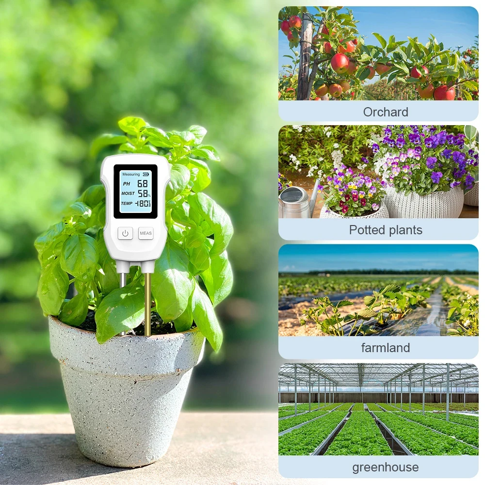 Yieryi-Medidor de pH do solo com LCD Digital Umidade Tester, agulha dupla, Detector de acidez para hidroponia vasos de plantas