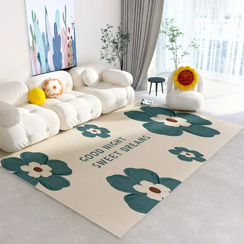 Simple Elegant Full Size Living Room Carpet Washable Large Area Bedside Decor Floor Rug