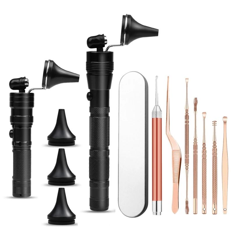 

Earwax Removal Light LED Flashlight Ear Wax Remover Picker Earpick Nose Tweezers Forceps Spoon Picks Wax Cleaning Tool C2