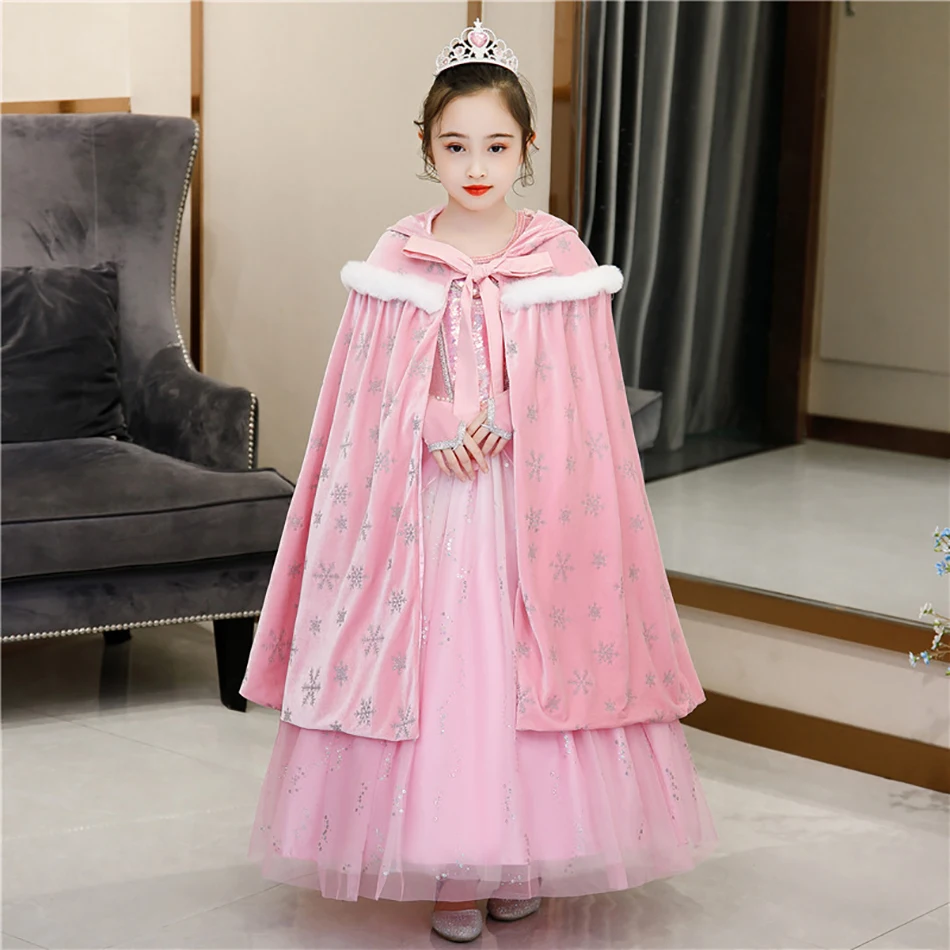 Princess Party Ball Gown for Girls The Little Mermaid Deluxe Carnival Ariel Cosplay Costume Children Pink Birthday Fantasy Robes