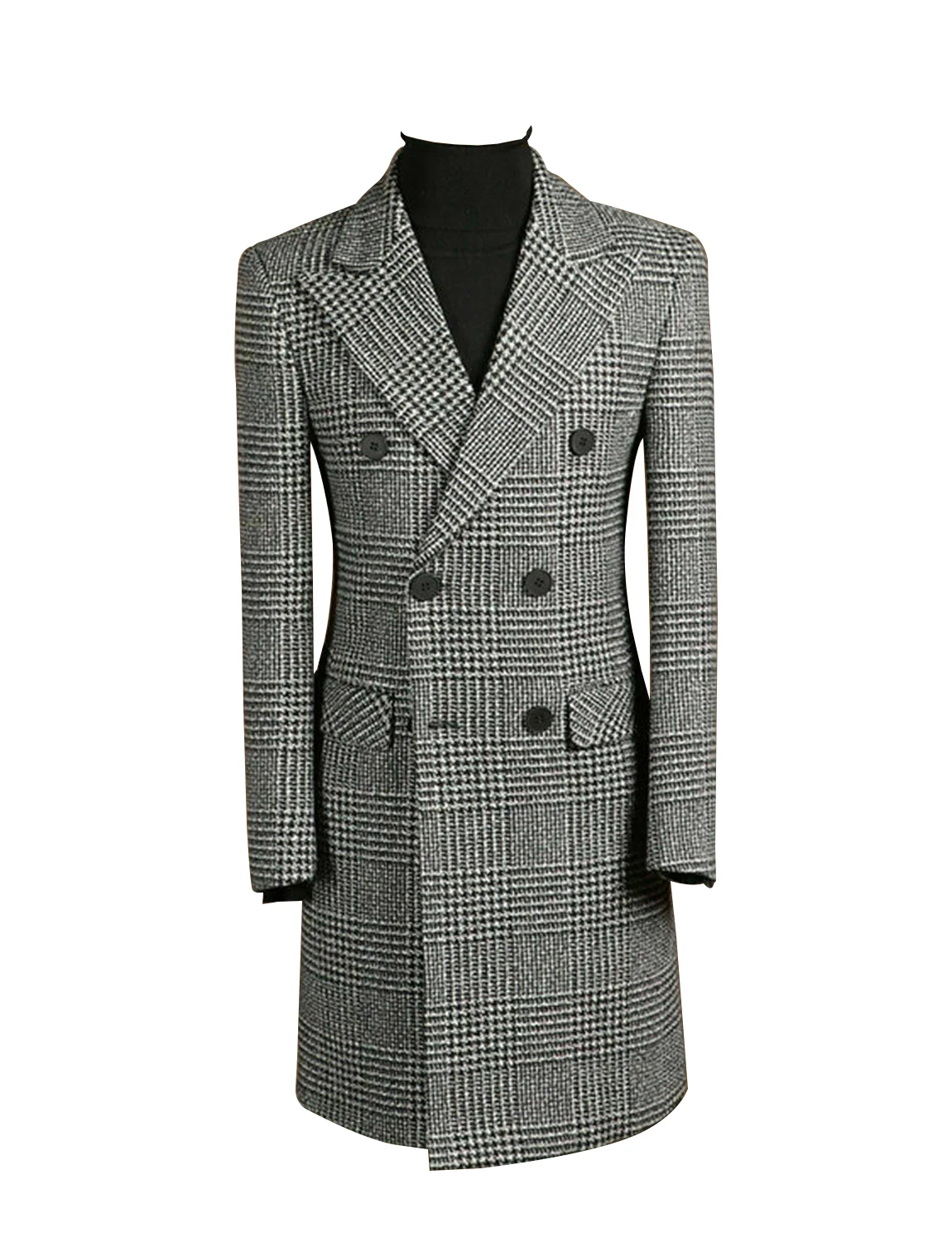 

Men's Blazer Houndstooth Peak Lapel Double Breasted Buttons Coat for Business Casual