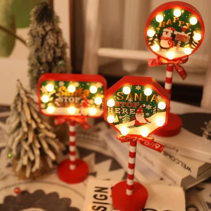 Merry Christmas Decorations Wind Lamps Illuminated Night Light Santa Creative Ornaments Table Lamps Christmas Home Decoration