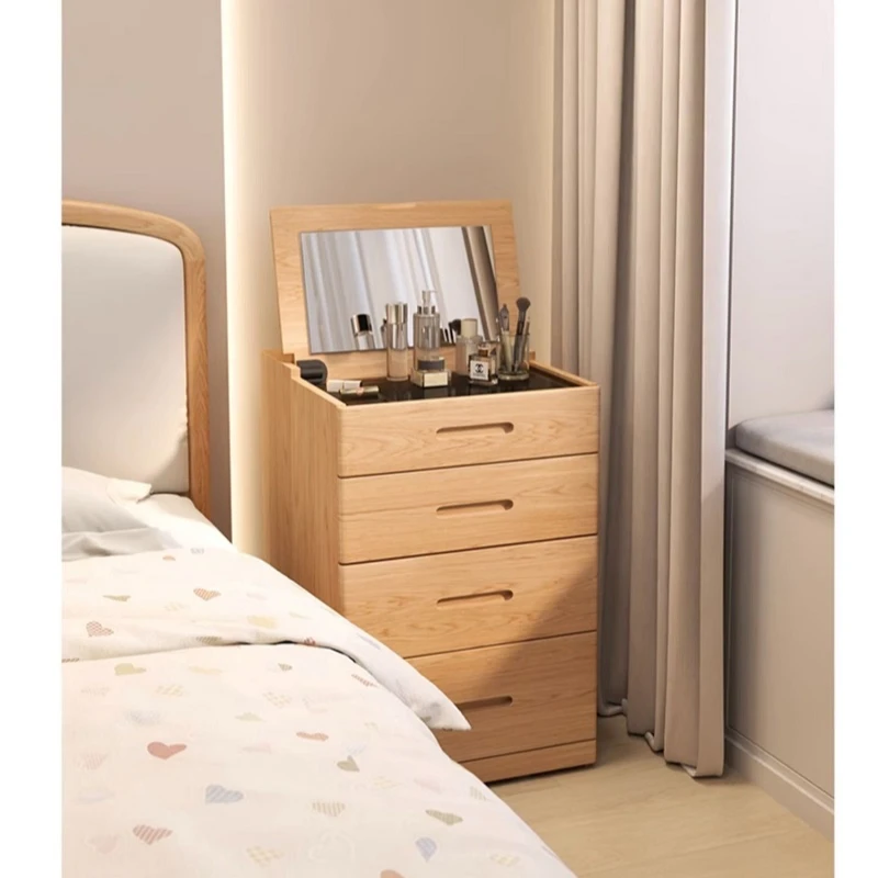 wy-Modern Minimalist Small Unit Bedroom Storage Integrated Flip Solid Wood Dressing Table!