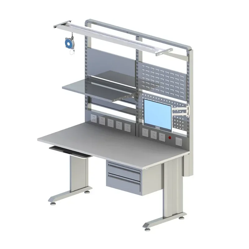 Anti-static workbench Assembly table Assembly table Packing table with lamps, display screen rack, storage board Multifunctional