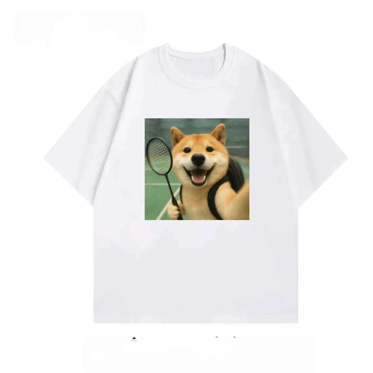 Cute Shiba Inu Printed Short Sleeve T-shirt Women Dogs Playing Badminton Casual T-shirt Animals Funny Dog Short Sleeve Tee Tops