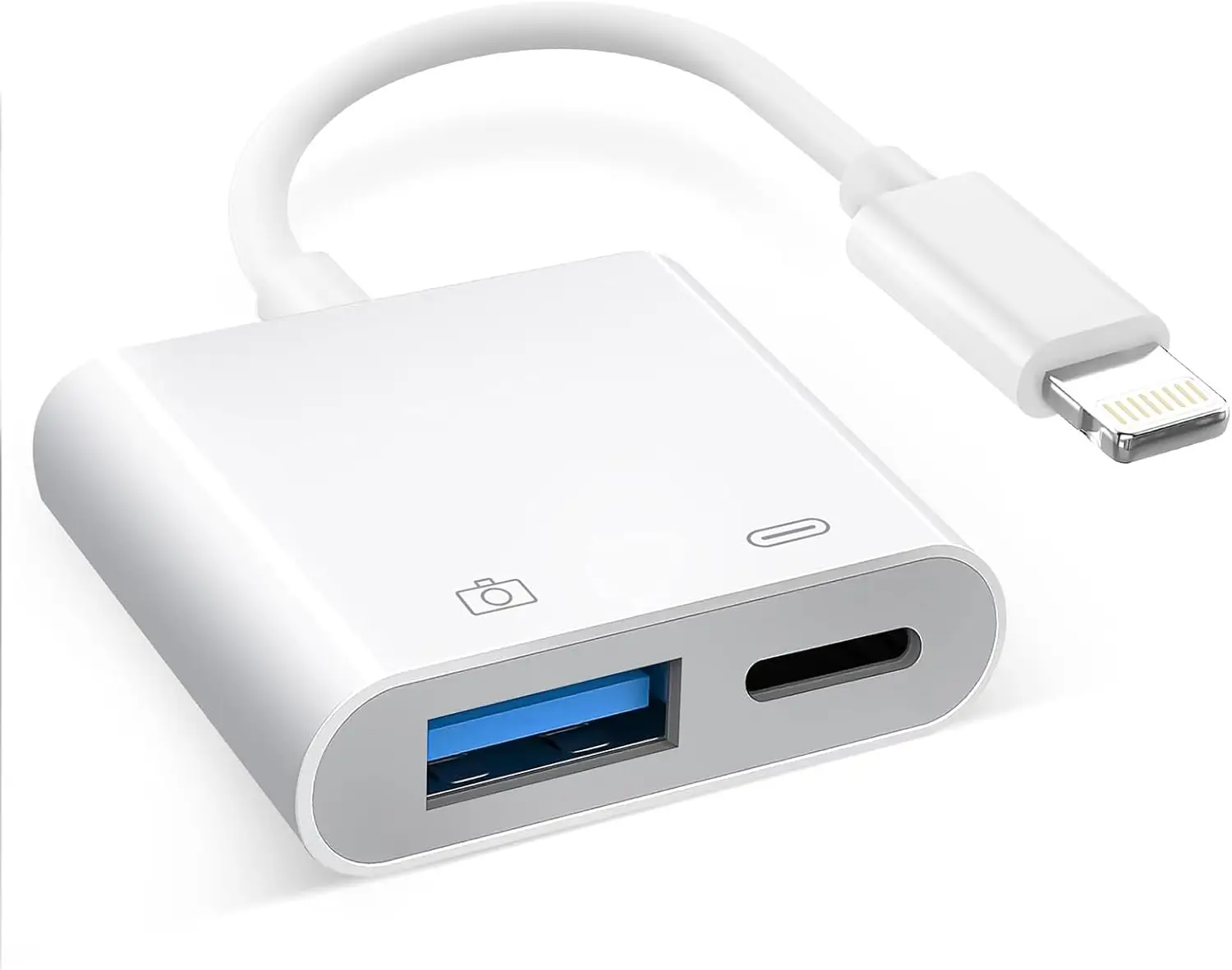Lightning to USB 3.0 Camera Adapter with Charging Port, OTG for iPhone iPad, SD Card Reader, 4K Video