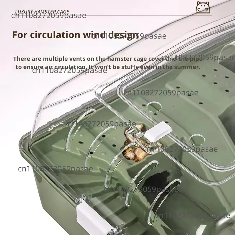 Wholesale new transparent closed hamster cage with button closure, luxury villa, environmentally friendly plastic pet