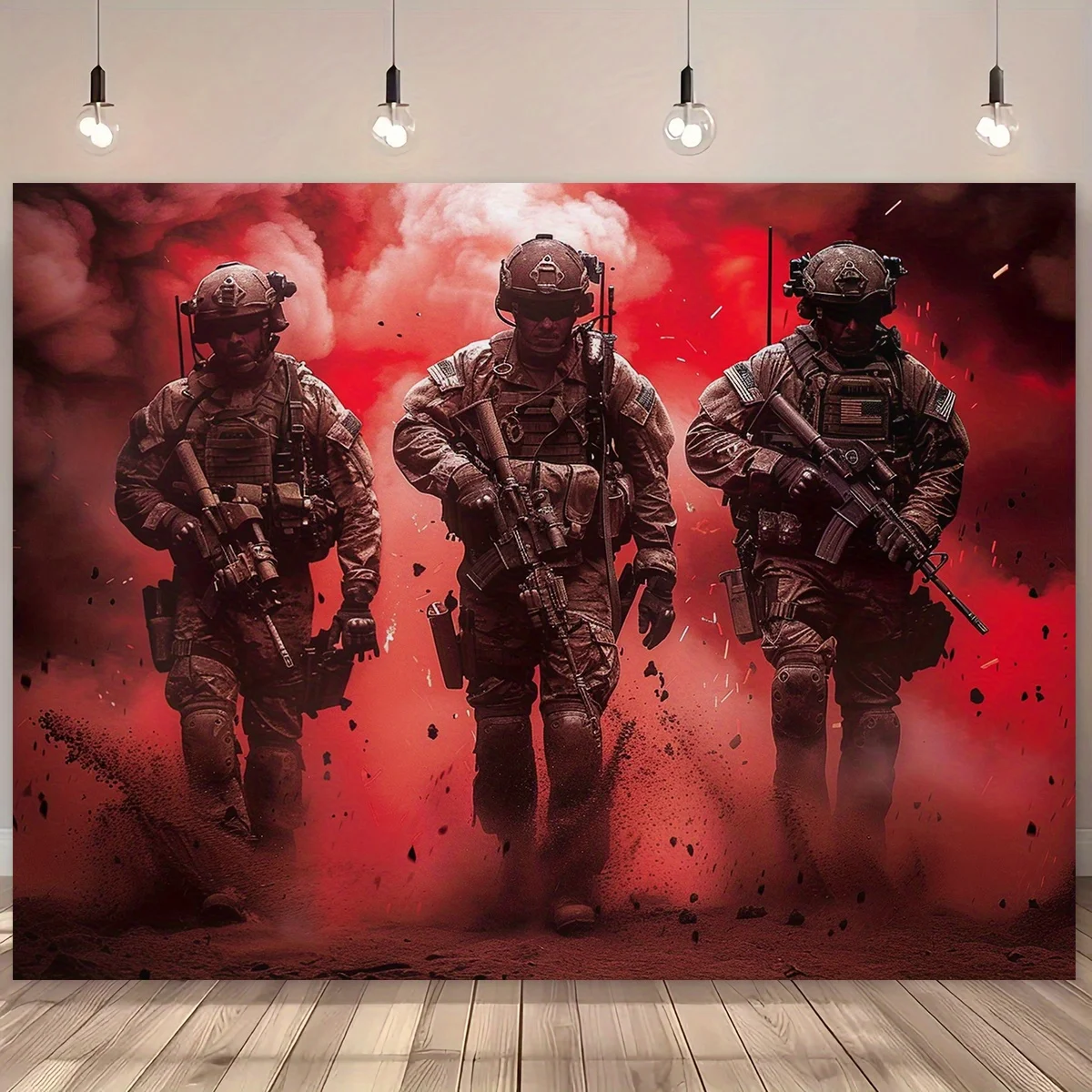 1pc Special Forces Soldiers Tapestry 2D Flat Wall Hanging Military War Decor for Man Cave Bedroom Gaming Room Art Fabric Poster
