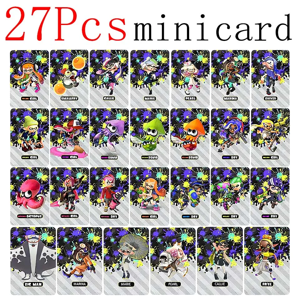 27 pièces Mini cartes NFC pour Splat 3 et 2 : ensemble complet de 27 cartes à collectionner uniques, comprend toutes les ldols Deep Cut, OffThe Hook, calmar