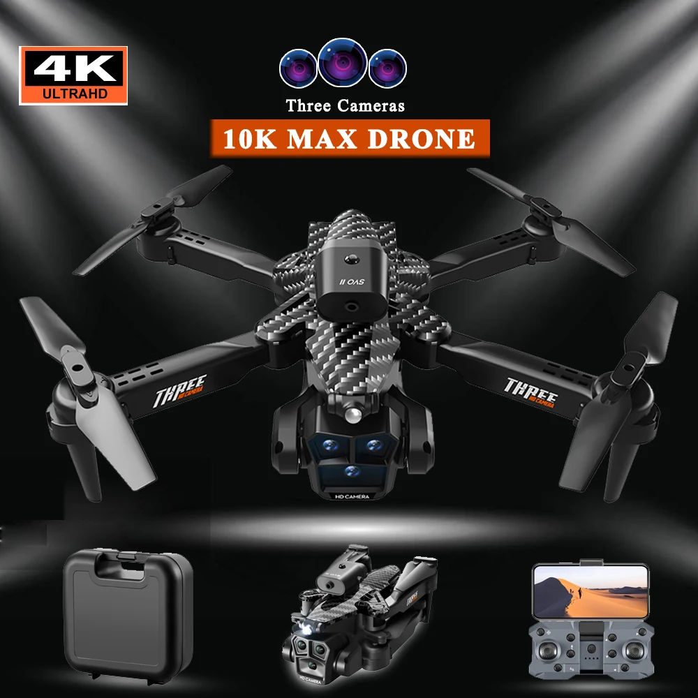 

K10 Max Dron 4K Professional Aerial Photography Three Camera HD Wide Angle Obstacle Avoidance RC Quadcopter FPV Drone Toys