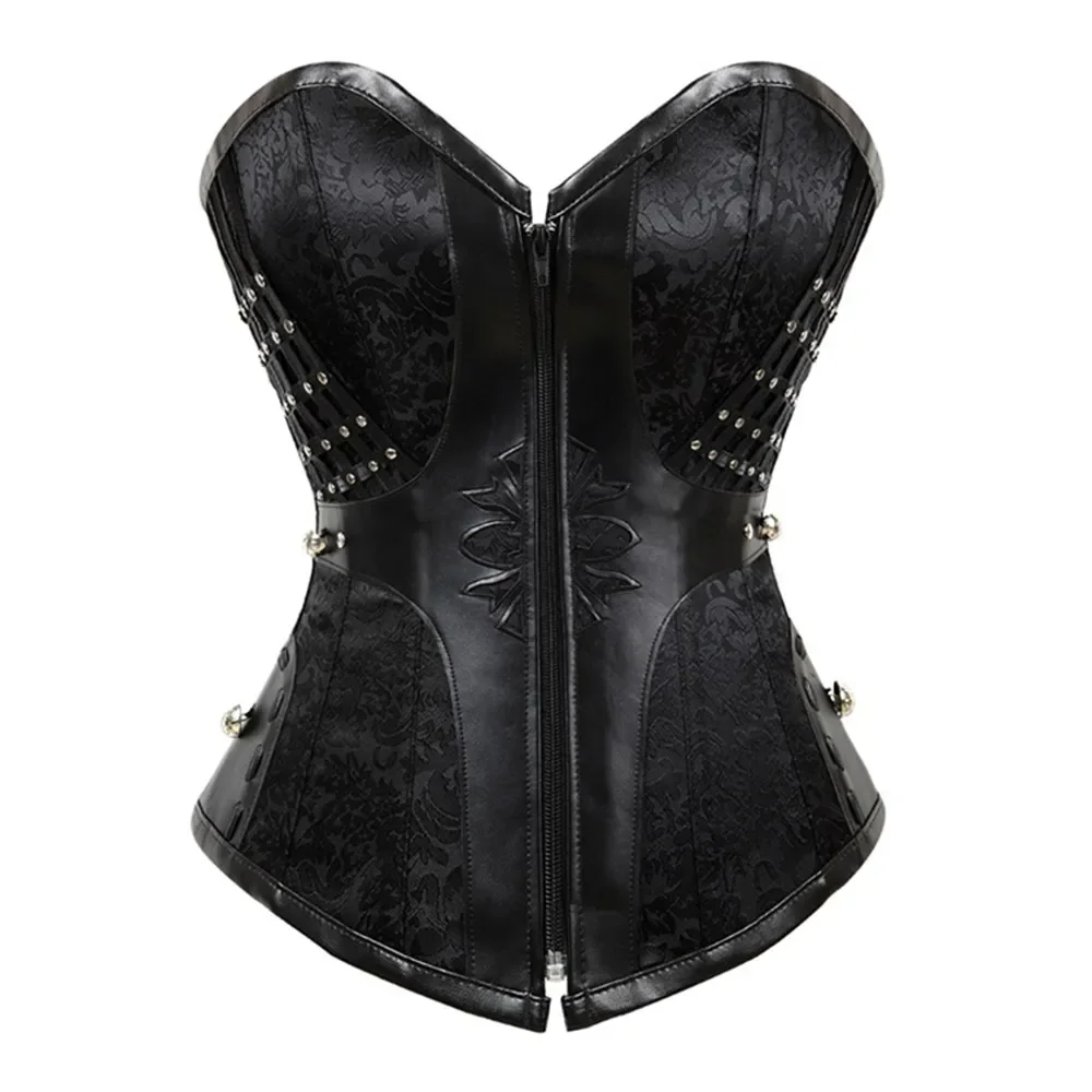 Steampunk Corsets Bustiers Women Sexy Corselet Overbust Vintage Leather Corset Outwear Plus Size Halloween Costumes