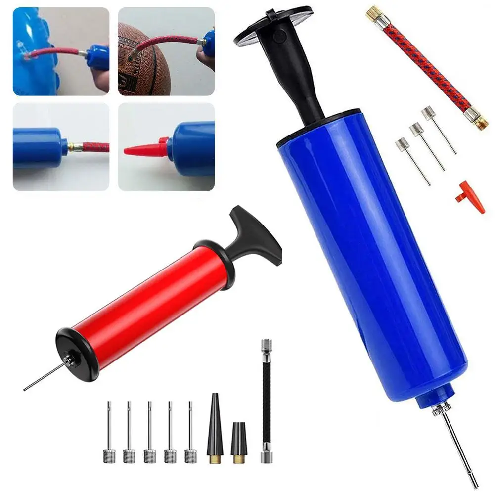 7/10pcs Ball Pump Set Hand Pump Inflator Portable 6 inch Ball Inflating Pump Tools with Air Hose Air Needle Hand Inflatable Tool