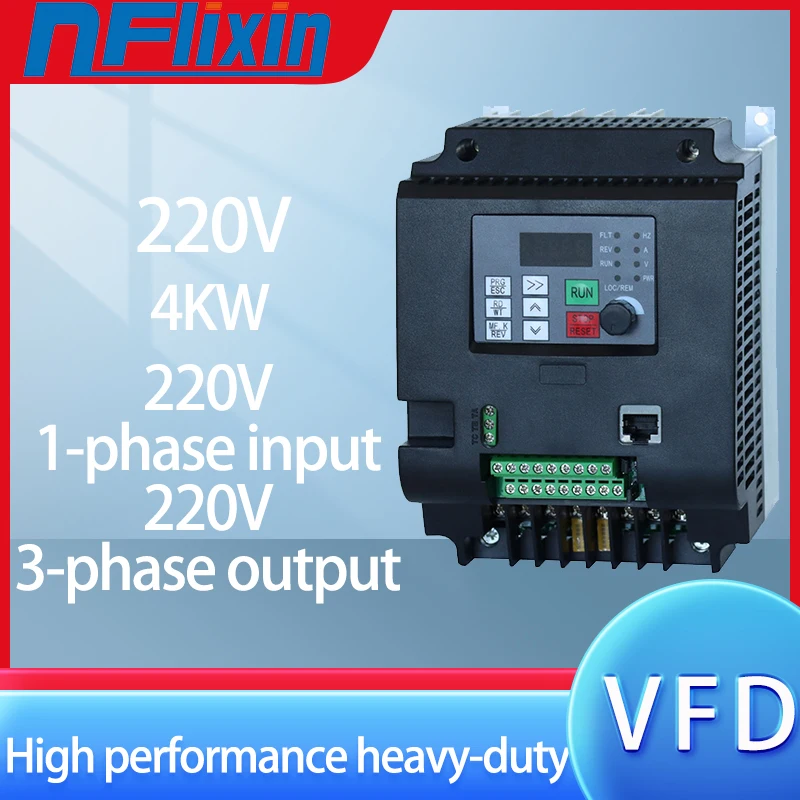 220V Single-phase inverter input VFD to 3 Phase 220V Output 1.5KW-7.5KW Frequency Converter Adjustable Speed Inverter