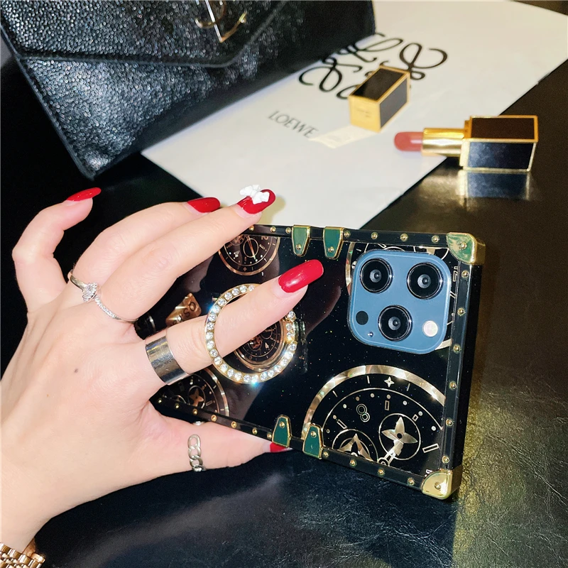 

Luxury Diamond Time Pattern Bumper Phone Case For Oneplus 9 8 7T Pro 8T 6T 9RT One Plus Nord CE2 N20 N100 Bling Ring Holder Case