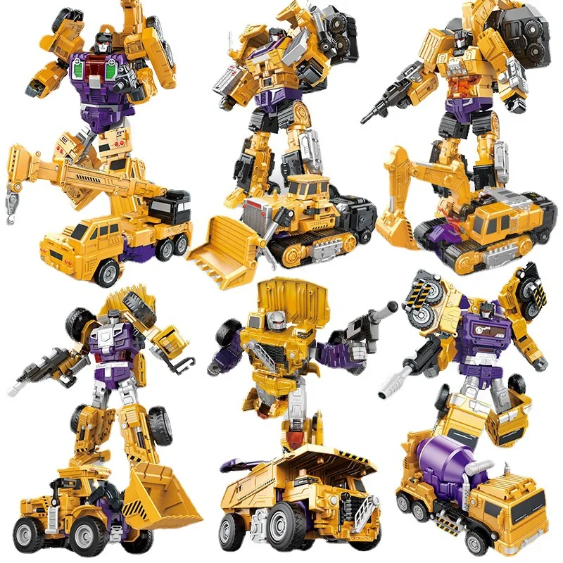 Brinquedo Robô Veículo de Construção Transformável Devastator 6 em 1, Caminhão de Engenharia, Figura de Ação, Modelo de Brinquedo para Meninos e Crianças