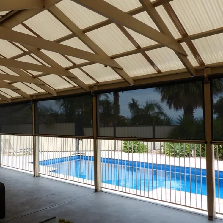 2026 Hot Sales Outdoor Waterproof Roller Zipped Screens Motorized Blinds Curtain