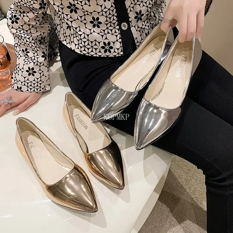 2024 Thick Heeled Pu Leather Office Ladies Pumps Pointed Toe High Heels Shoes Woman Spring Classic Women Shoes Plus Size 34-43