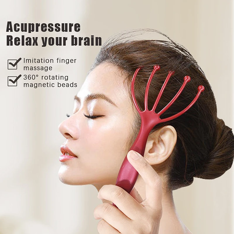 Head Massager Scalp Neck Comb Roller Five Finger 9 Claws Steel Ball Hand Held Relax Spa Hair Care For Hair Stress Relief