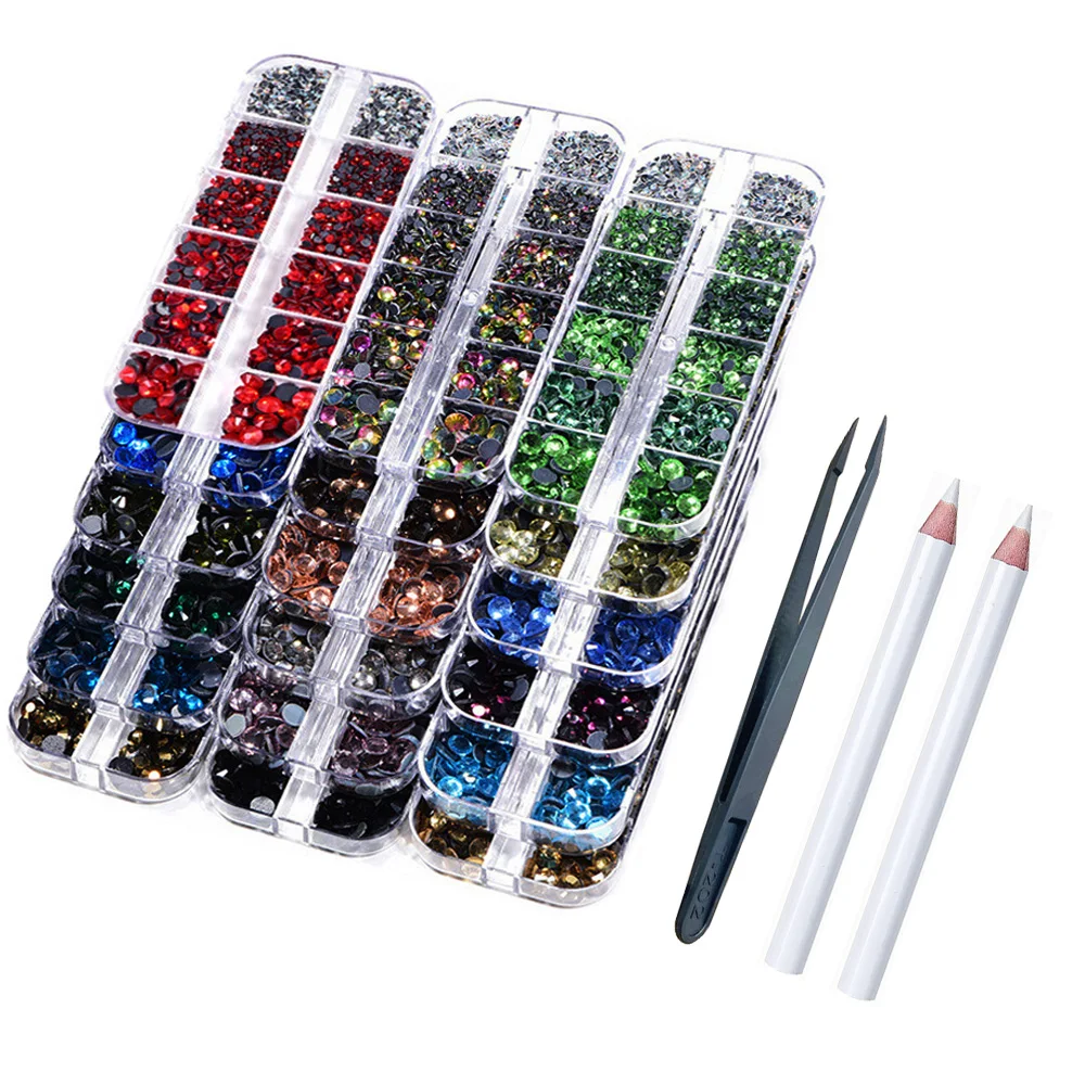 2620pcs SS6-SS30 Mix Size Hotfix Rhinestones Beads Flatback Round Crystals Stones Trim Glue On Hot Fix Rhinestones for Clothes