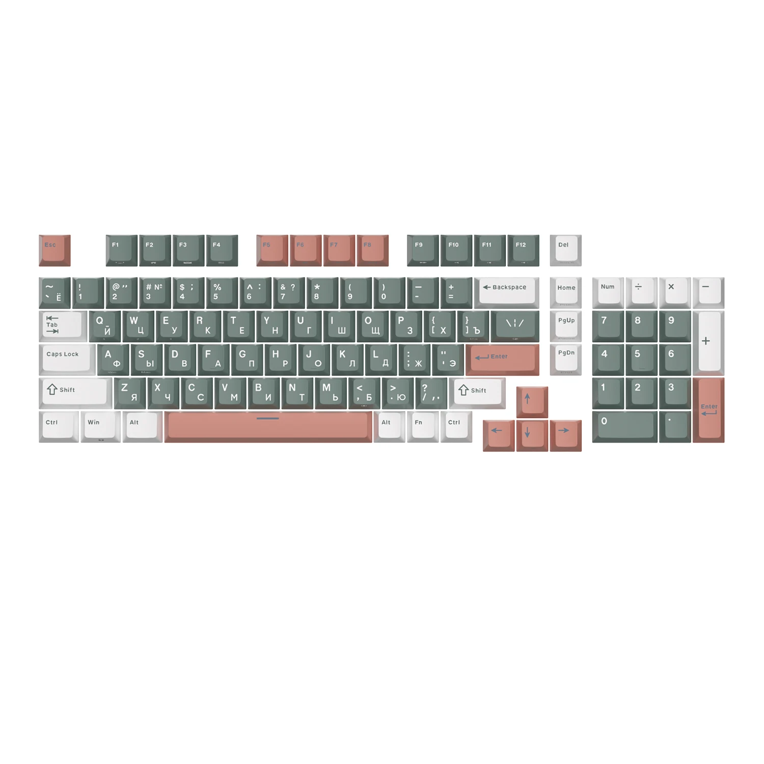 RK ROYAL KLUDGE  English Russian PBT Colorblock Keycaps 98 Keys PBT Material Sublimation Suitable for Mechanical Gaming Keyboard