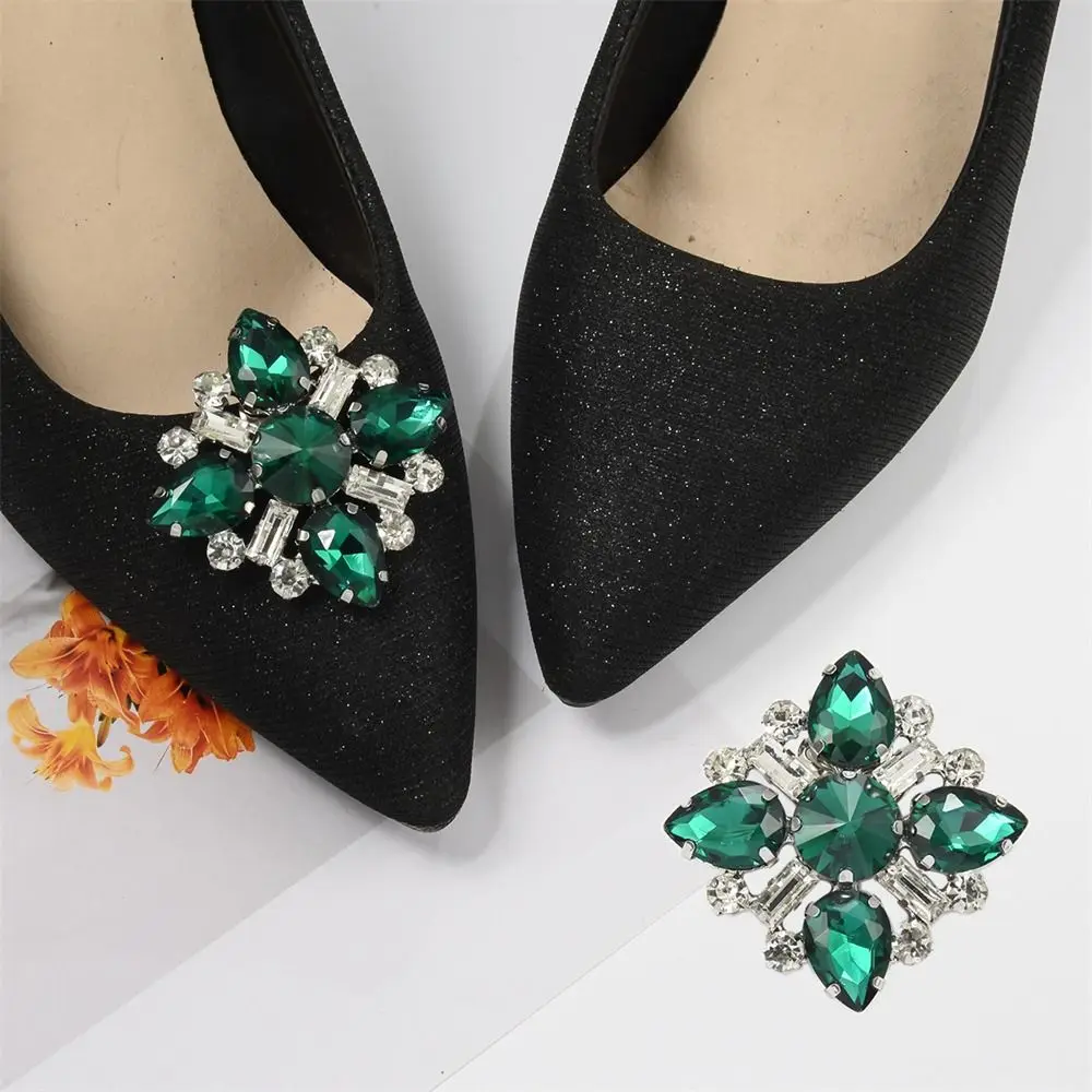 1pc Shiny Metal Shoe Clips Fashion Removable Crystal Shoes Decorations Rhinestones Charm Buckle High Heel