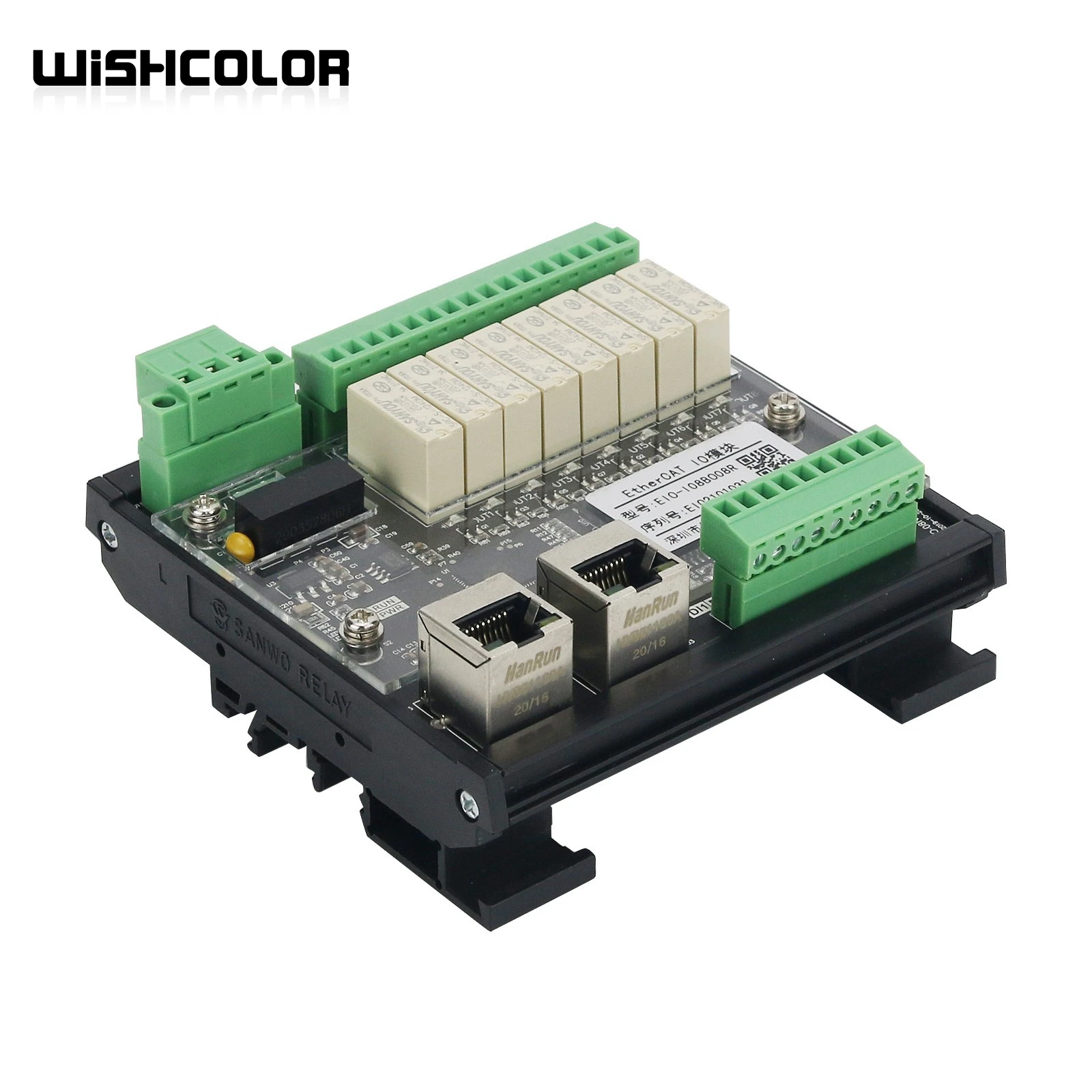 Wishcolor EIO-I8BO8R IO Module PLC Input Output Module 8DI 8DO Supporting For EtherCAT Communication Protocol