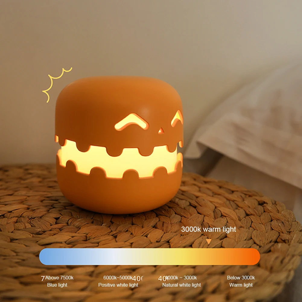 Lampe de Table en Citrouille d'Halloween, Veilleuse LED à Chargement USB, Lampe de oral et pour Décoration de Maison, Chambre à Coucher