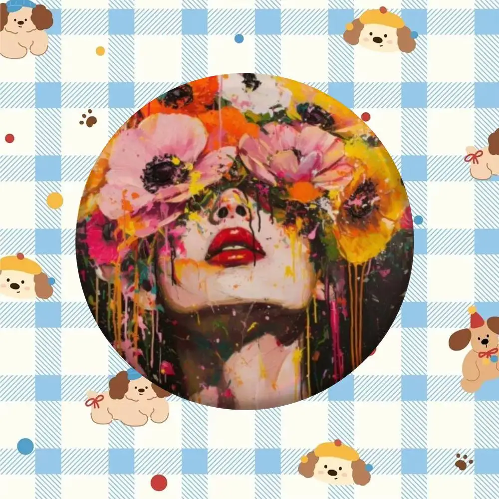 Surrealist Facial Floral Clouds   Badge Tinplate Meme Round Brooch for Hat Bag Creative Lapel Jewelry Accessories Gifts