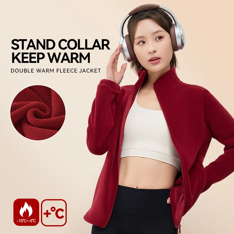 

Velvet Warm Sports Coat Winter Zipper Tight Short Style Yoga Long Sleeve Fitness Outerwear Top for Women Yoga Jacket